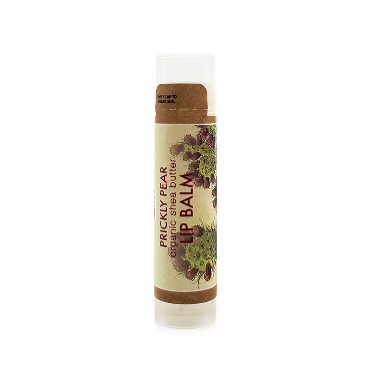 SPF 15 Organic Shea Butter Lip Balm made with wild-harvested Prickly Pear juice. Protects from sun, wind, and free radicals. Sweet and moisturizing. Handmade in Tucson, AZ.
