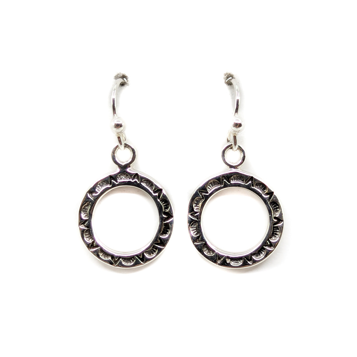 Small Round Stamped Dangle Earrings