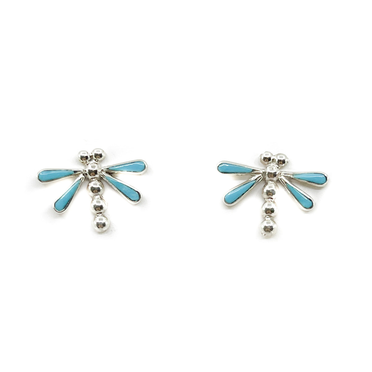 Silver and Turquoise Dragonfly Studs