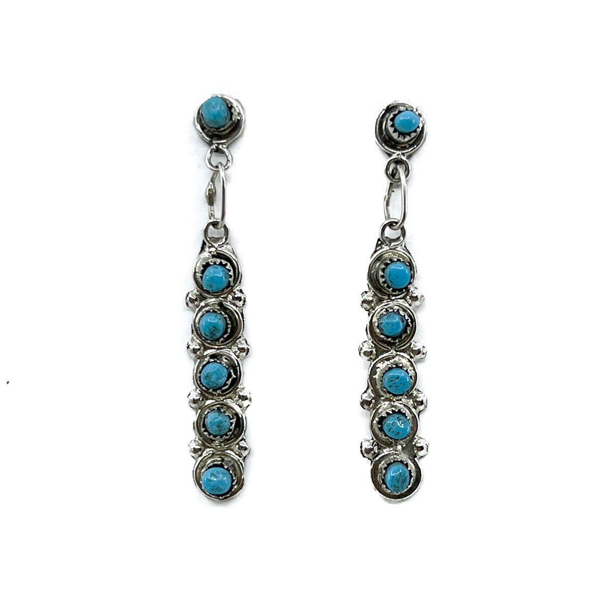 Zuni Turquoise Petit Point Dangle Earrings