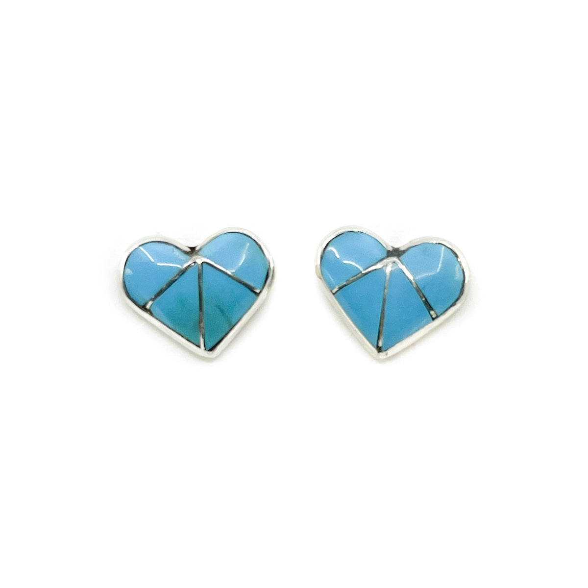 Turquoise Channel Inlay Heart Studs