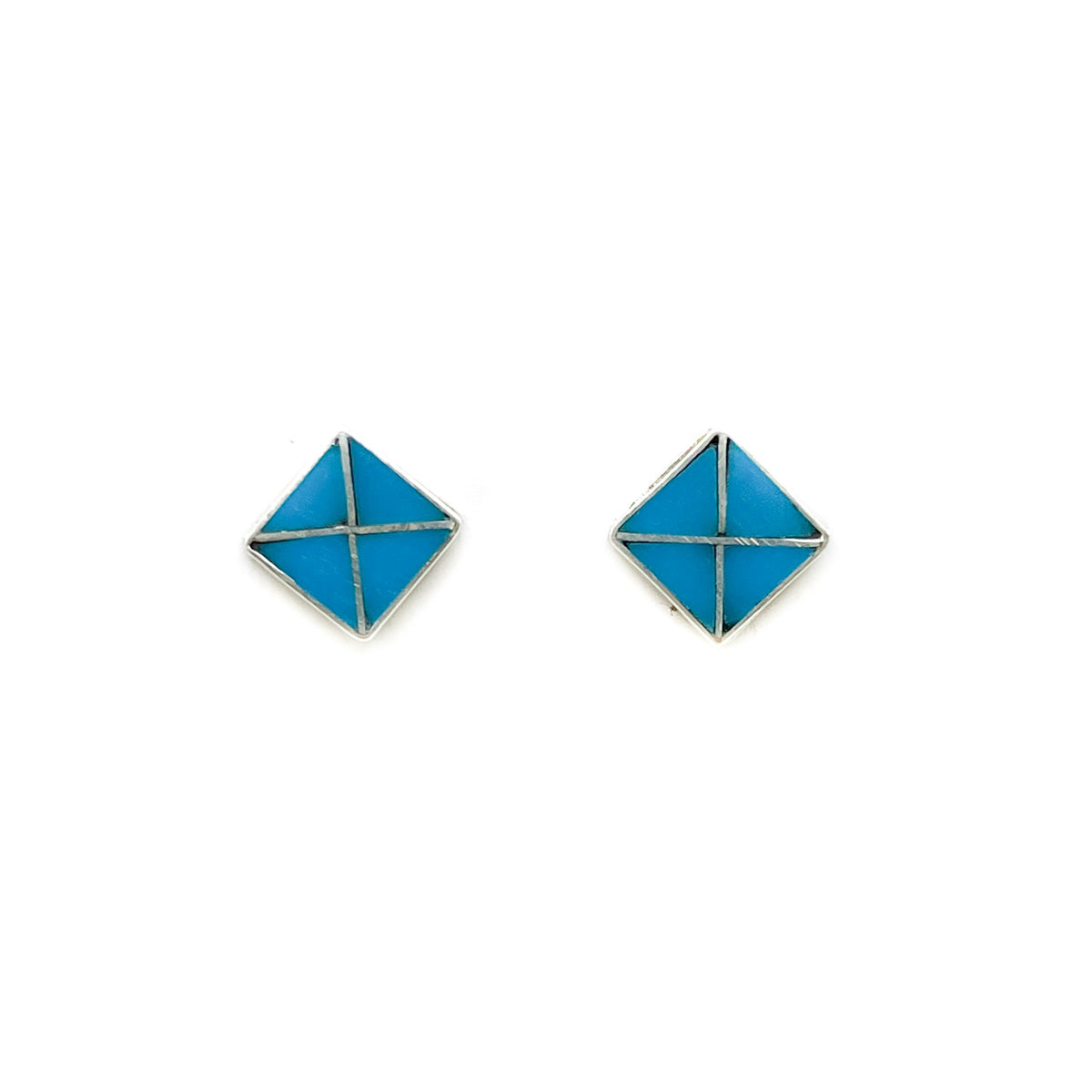 Turquoise Inlay Small Square Studs