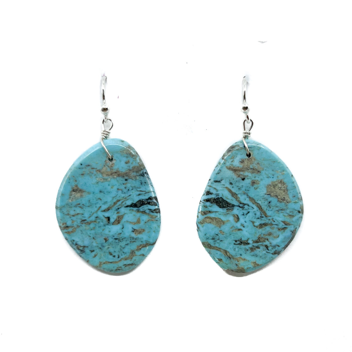 Summer Blue Turquoise Slab Earrings