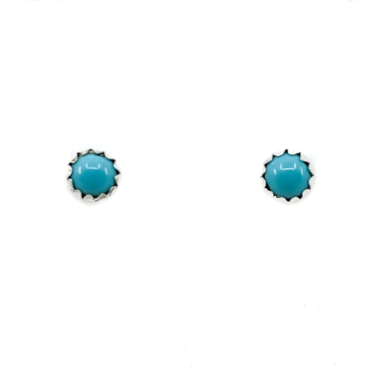 Tiny Round Turquoise Stud Earrings - Zuni