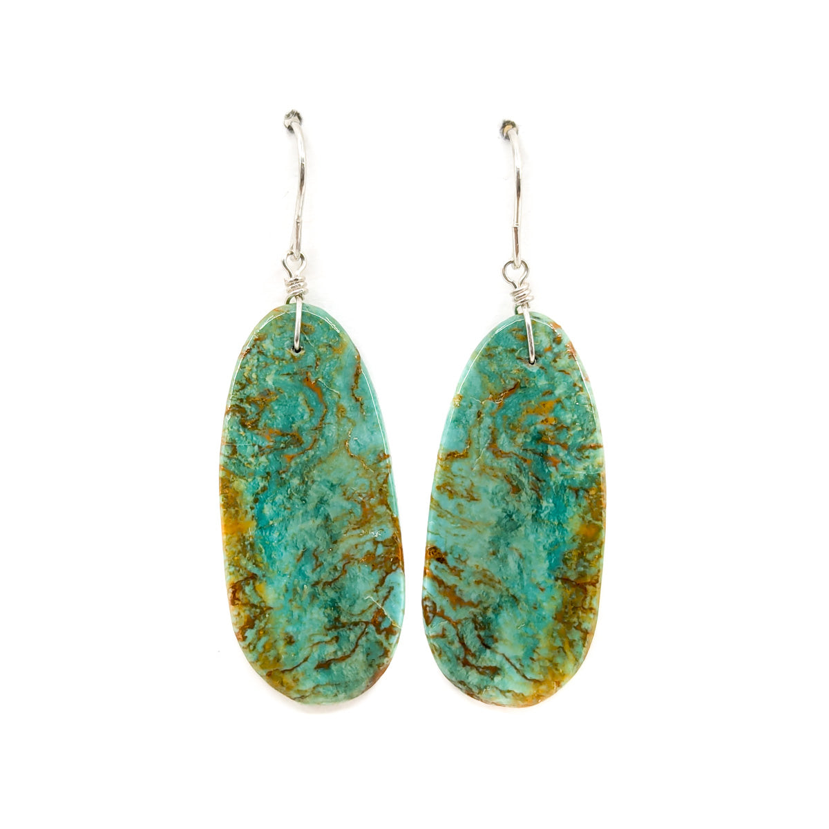 Oval Green Slab Earrings with Brown Matrix