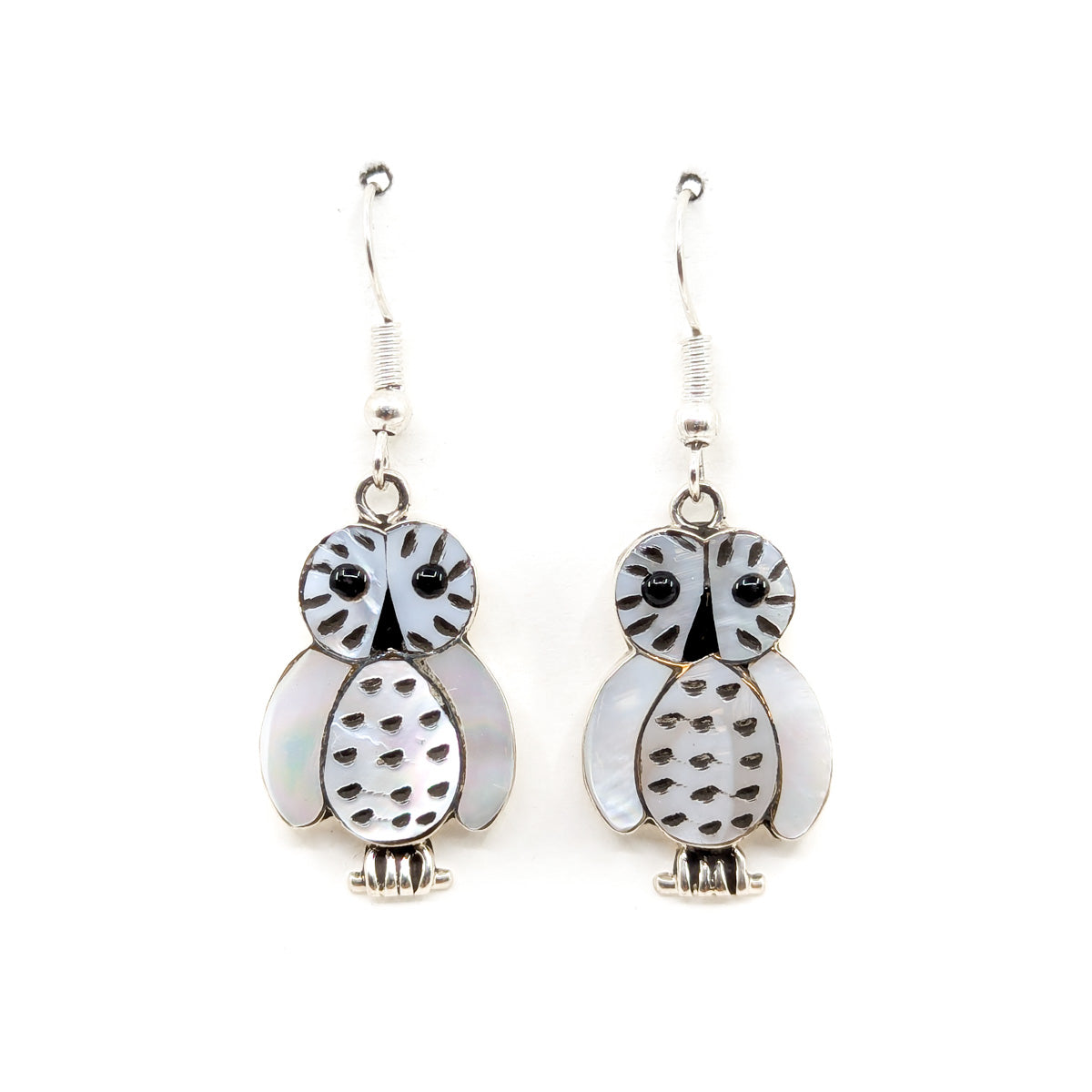 Mother of Pearl White Owl Earrings