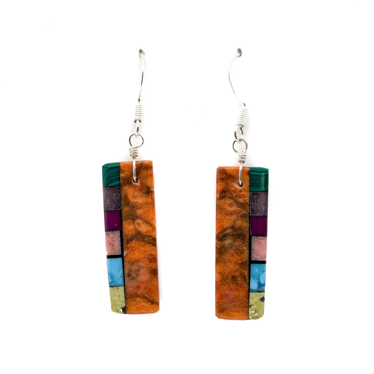 Apple Coral Slab and Mosaic Earrings
