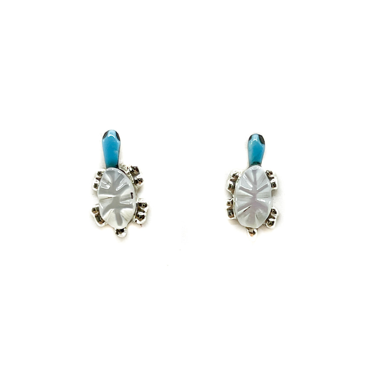 Tiny Turtles with Shell, Turquoise and Silver