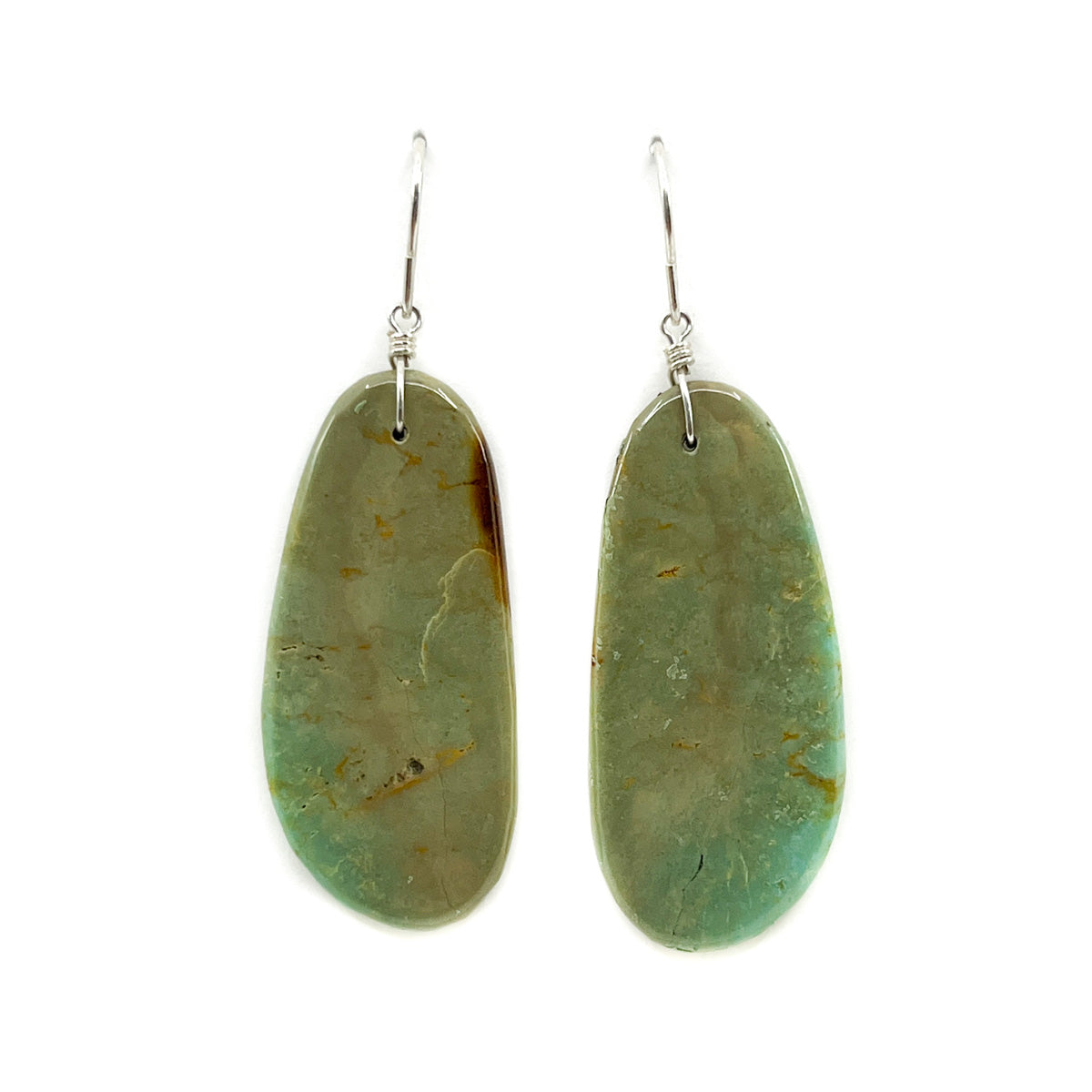 Long Green Turquoise Slab Earrings