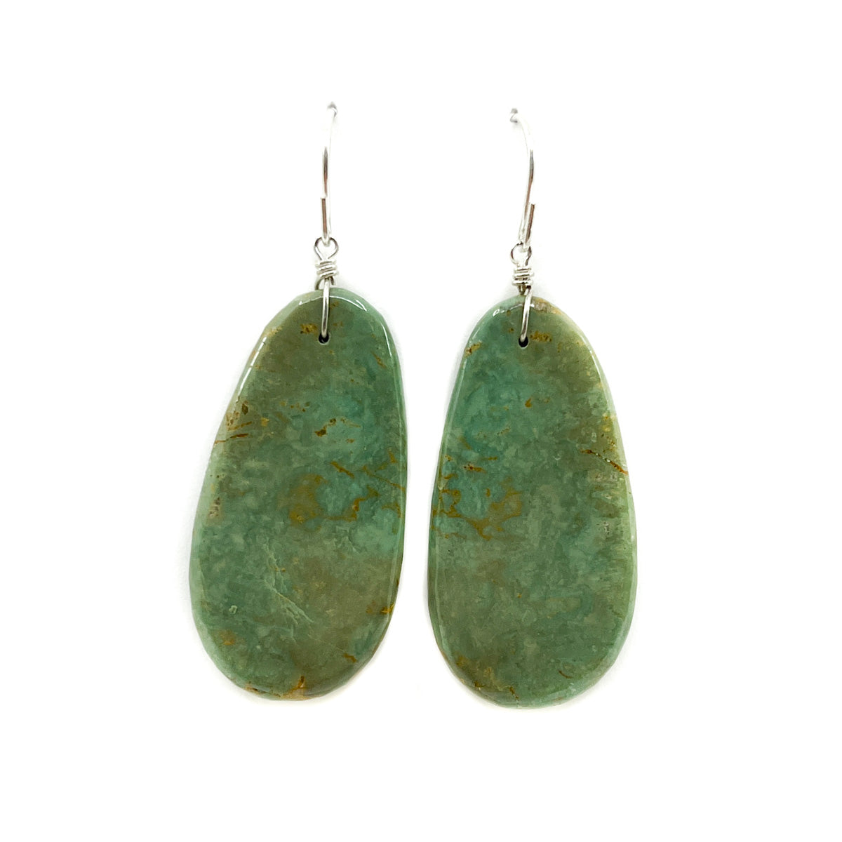 Light Green Slab Earrings with Soft Brown Matrix