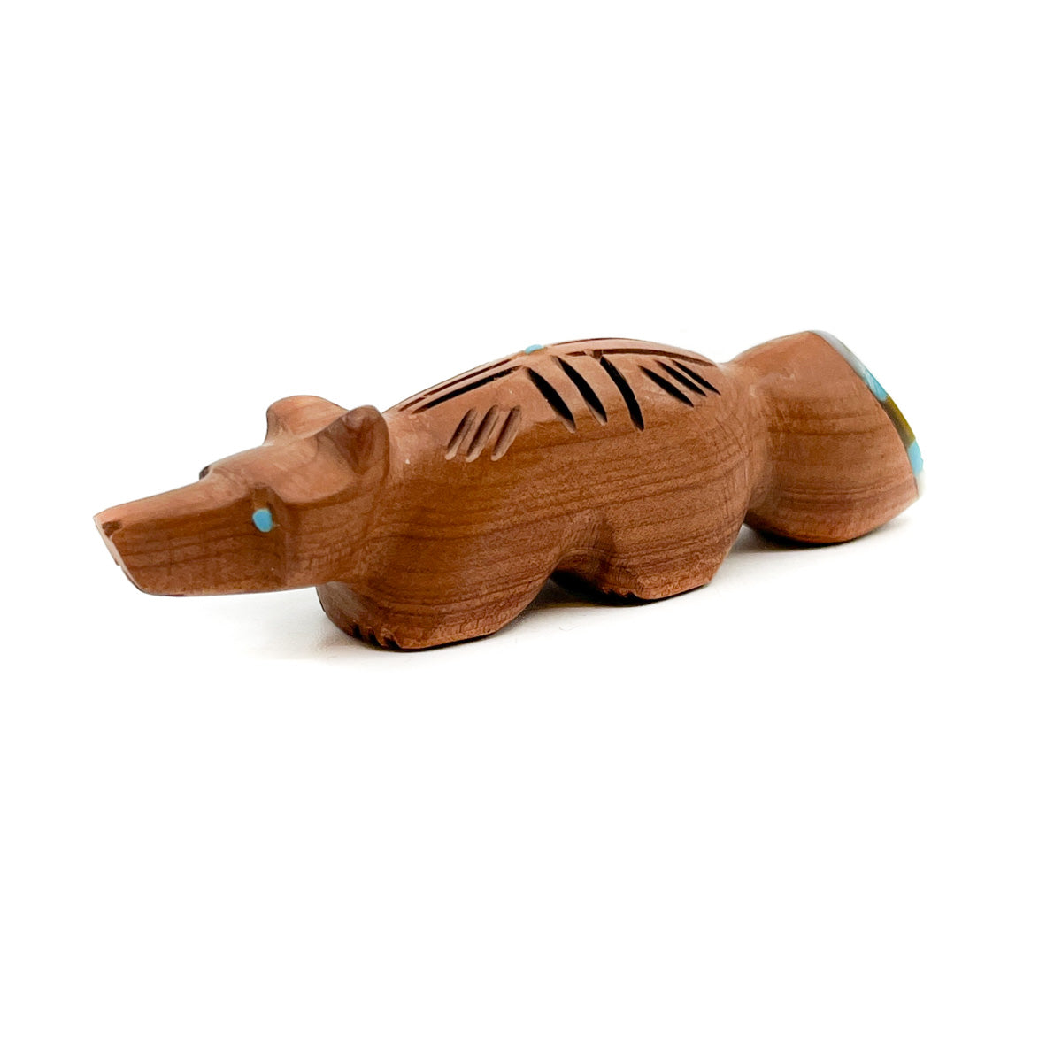 Cedarwood Fox with Turquoise Inlay Detail