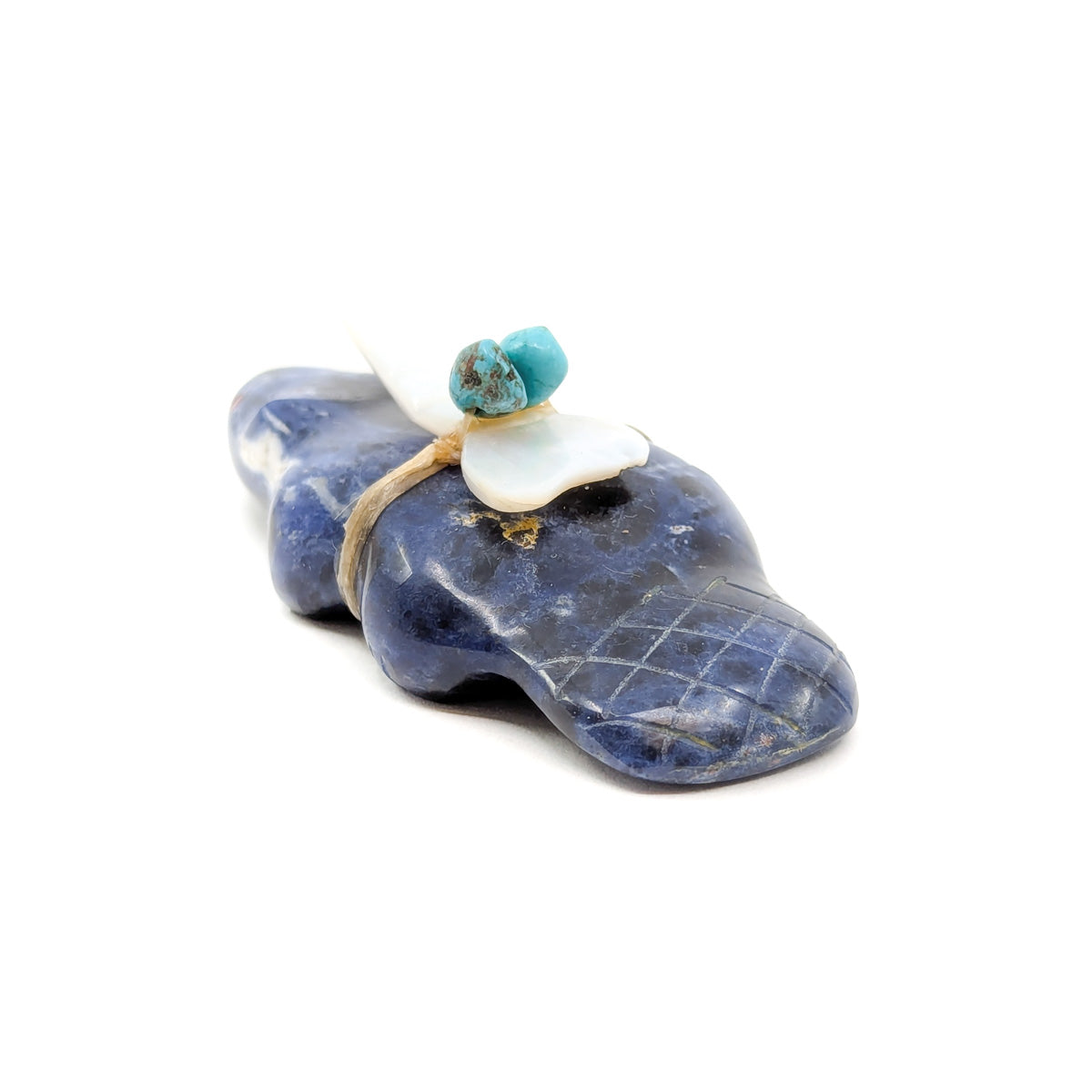 Azurite Beaver with Medicine Bundle