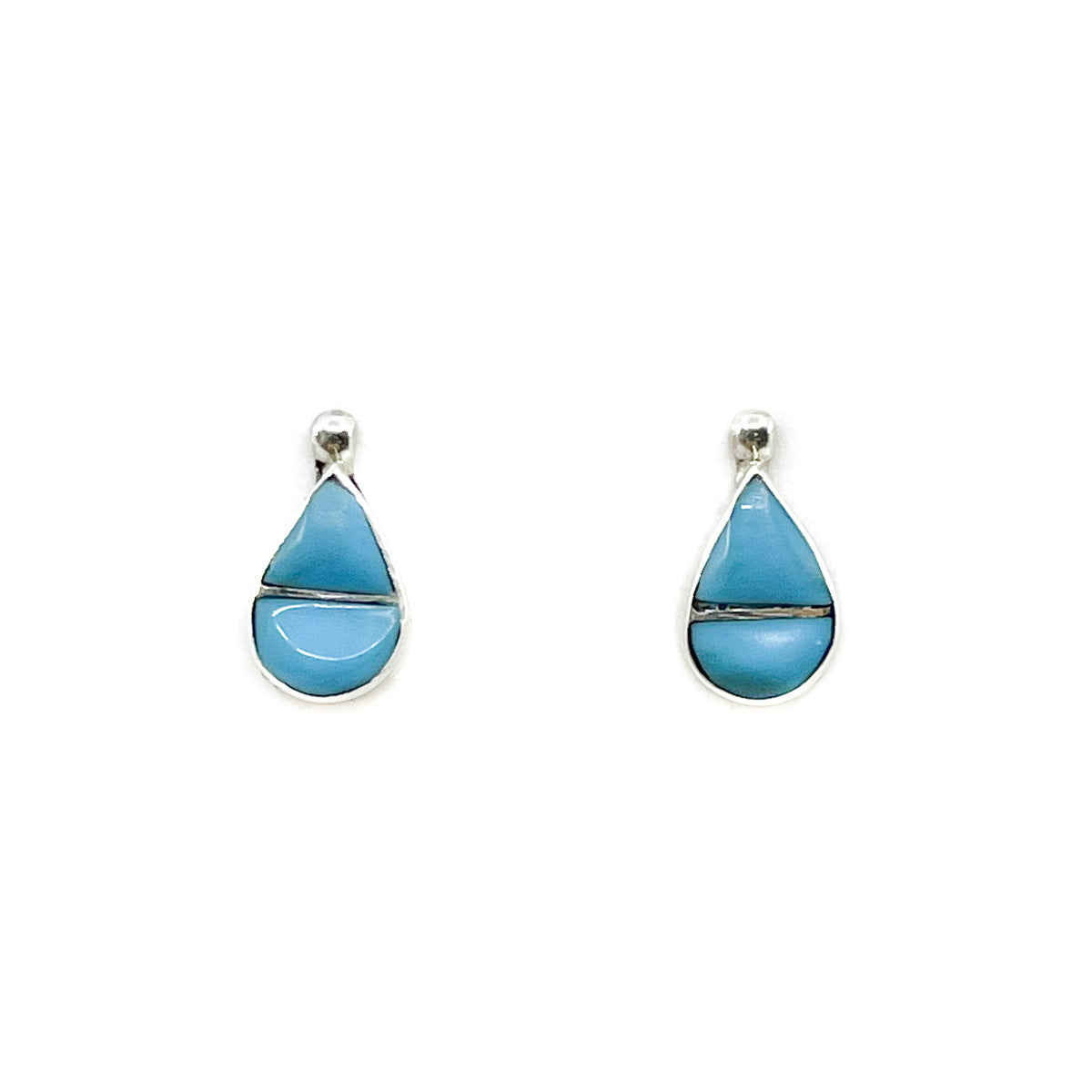 Turquoise Channel Inlay Teardrop Earrings