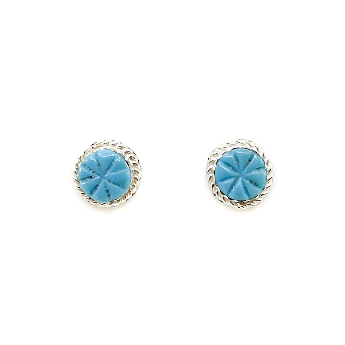 Carved Turquoise Flower Posts