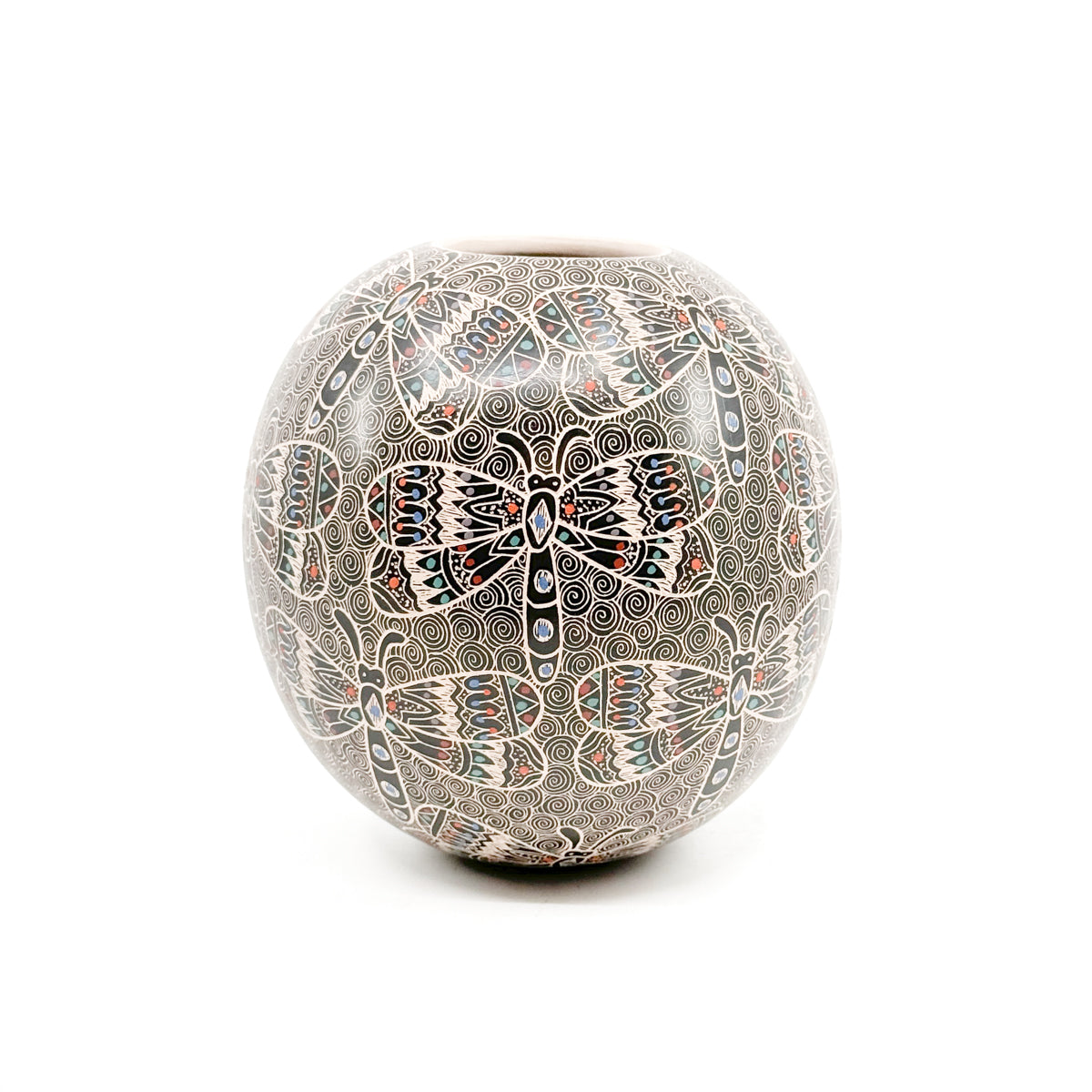Beautifully Etched Pot with Dragonflies