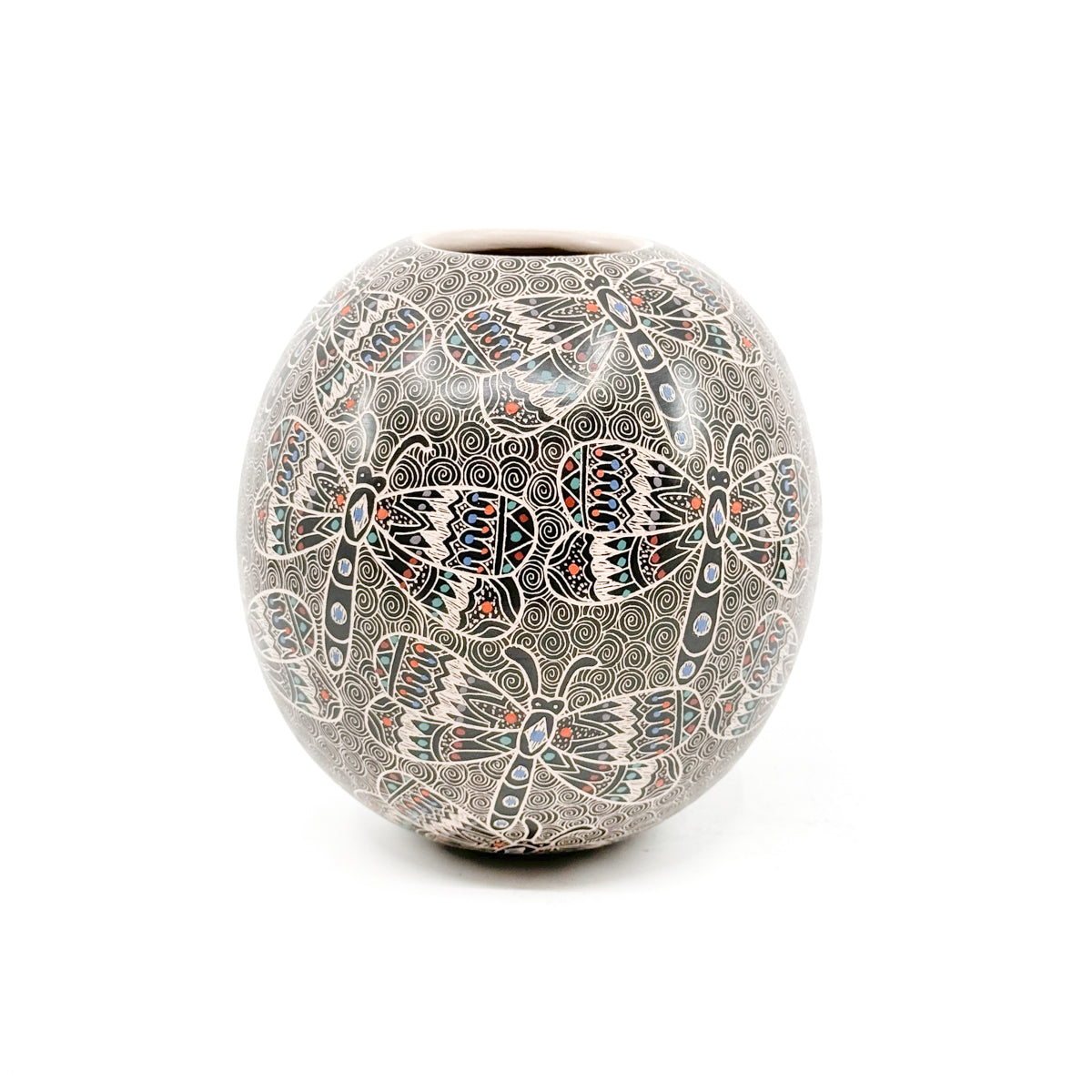 Beautifully Etched Pot with Dragonflies