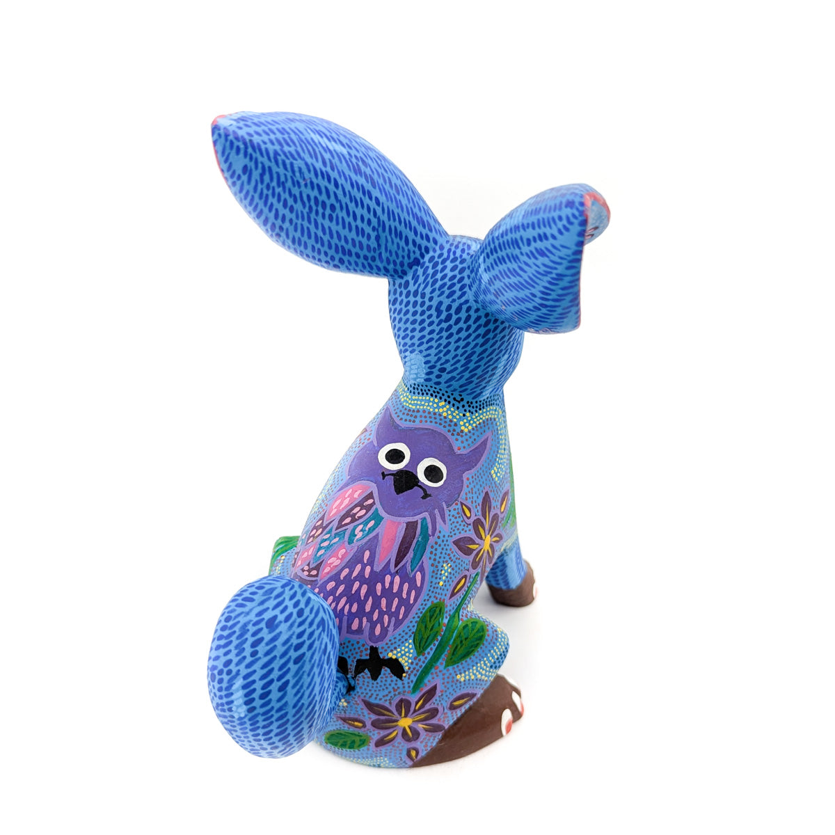 Blue Bunny with Floral and Owl Motif