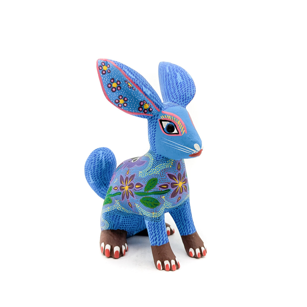 Blue Bunny with Floral and Owl Motif