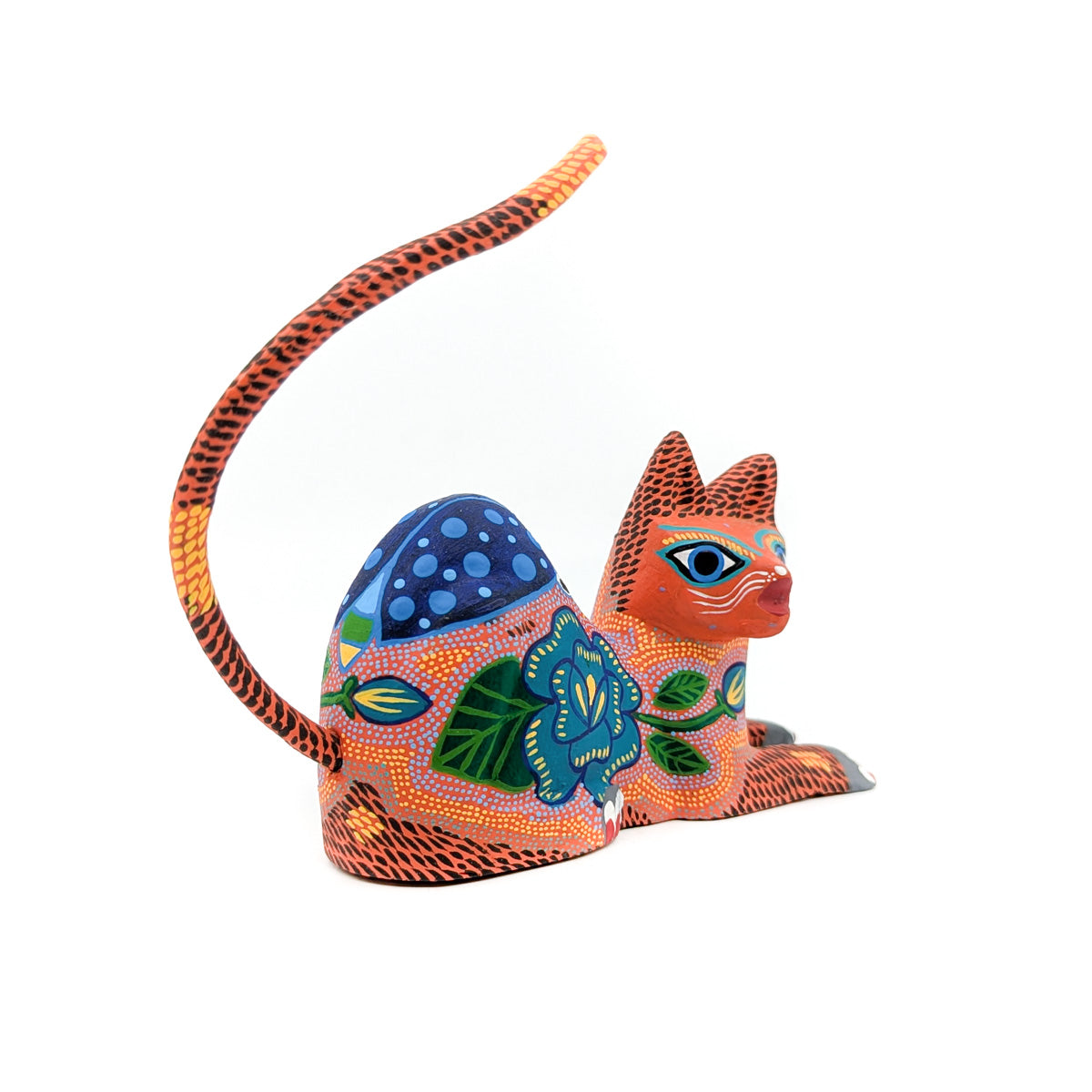 Orange Reclining Cat with Lady Bug