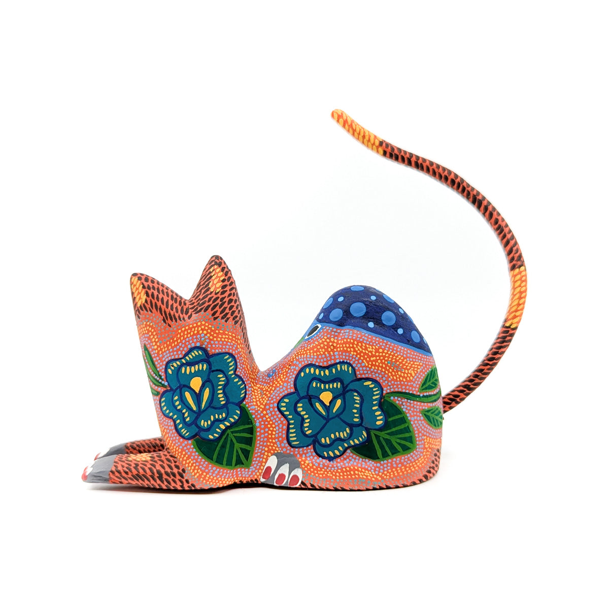 Orange Reclining Cat with Lady Bug