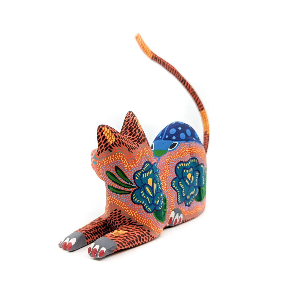 Orange Reclining Cat with Lady Bug