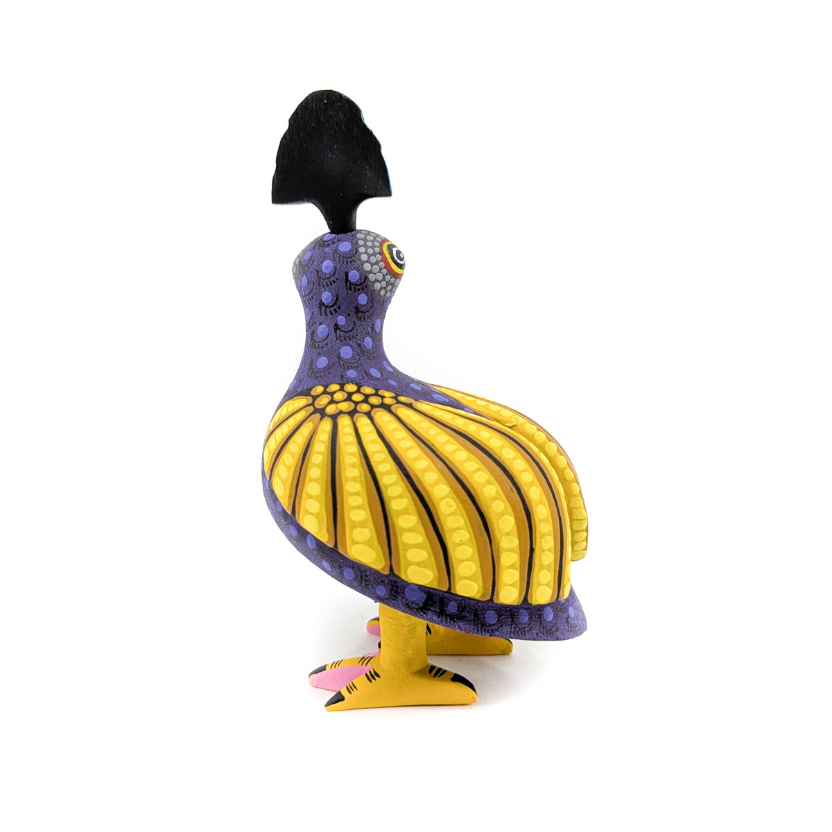 Finely Painted Purple Quail with Yellow Wings and Teal Top Knot