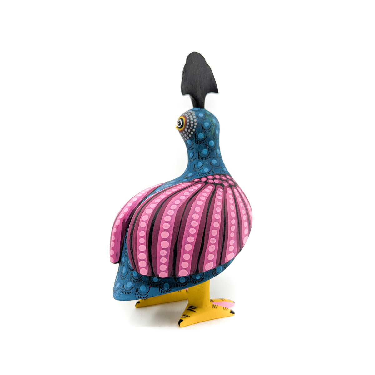 Teal Quail with Hot Pink Wings and Grey Top Knot