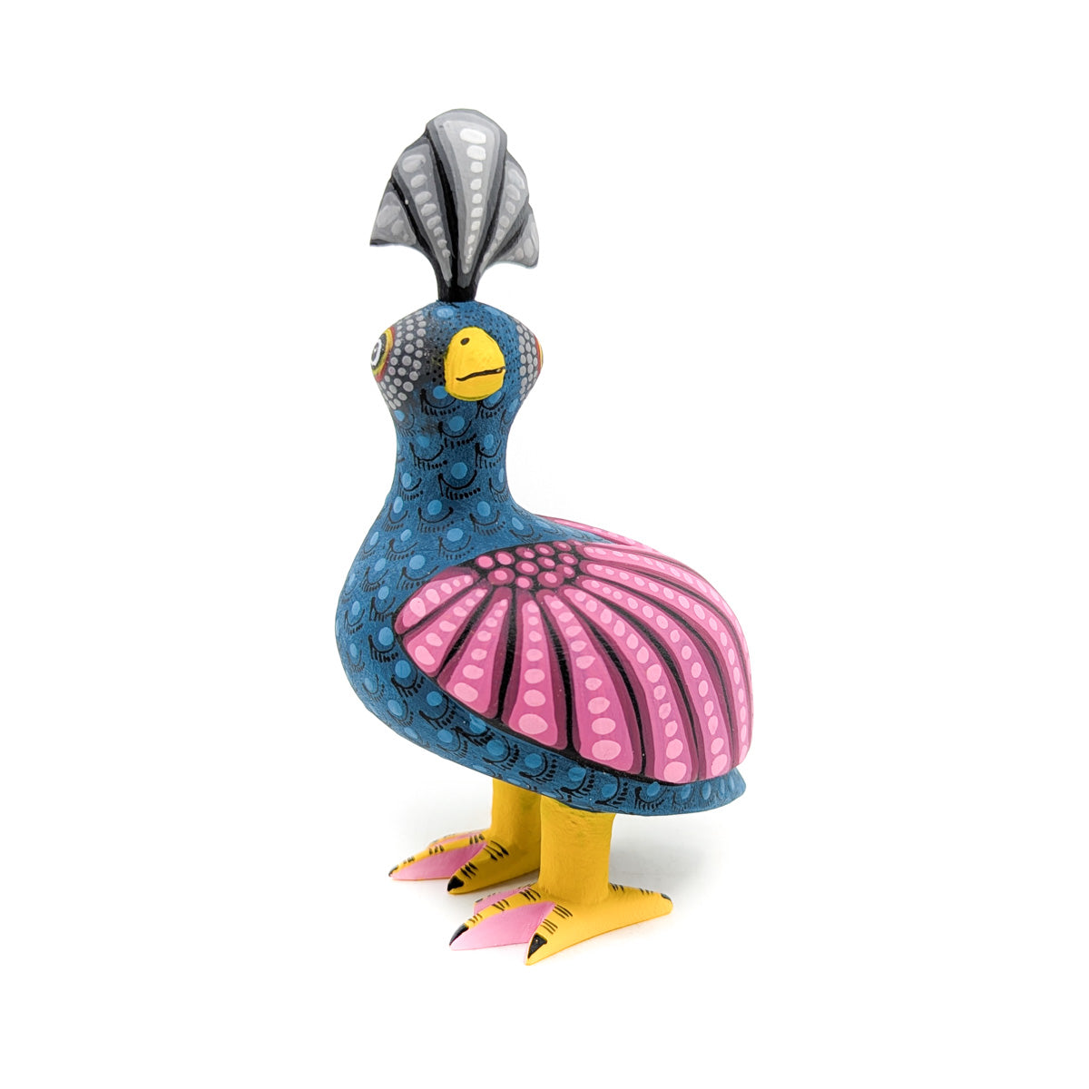 Teal Quail with Hot Pink Wings and Grey Top Knot