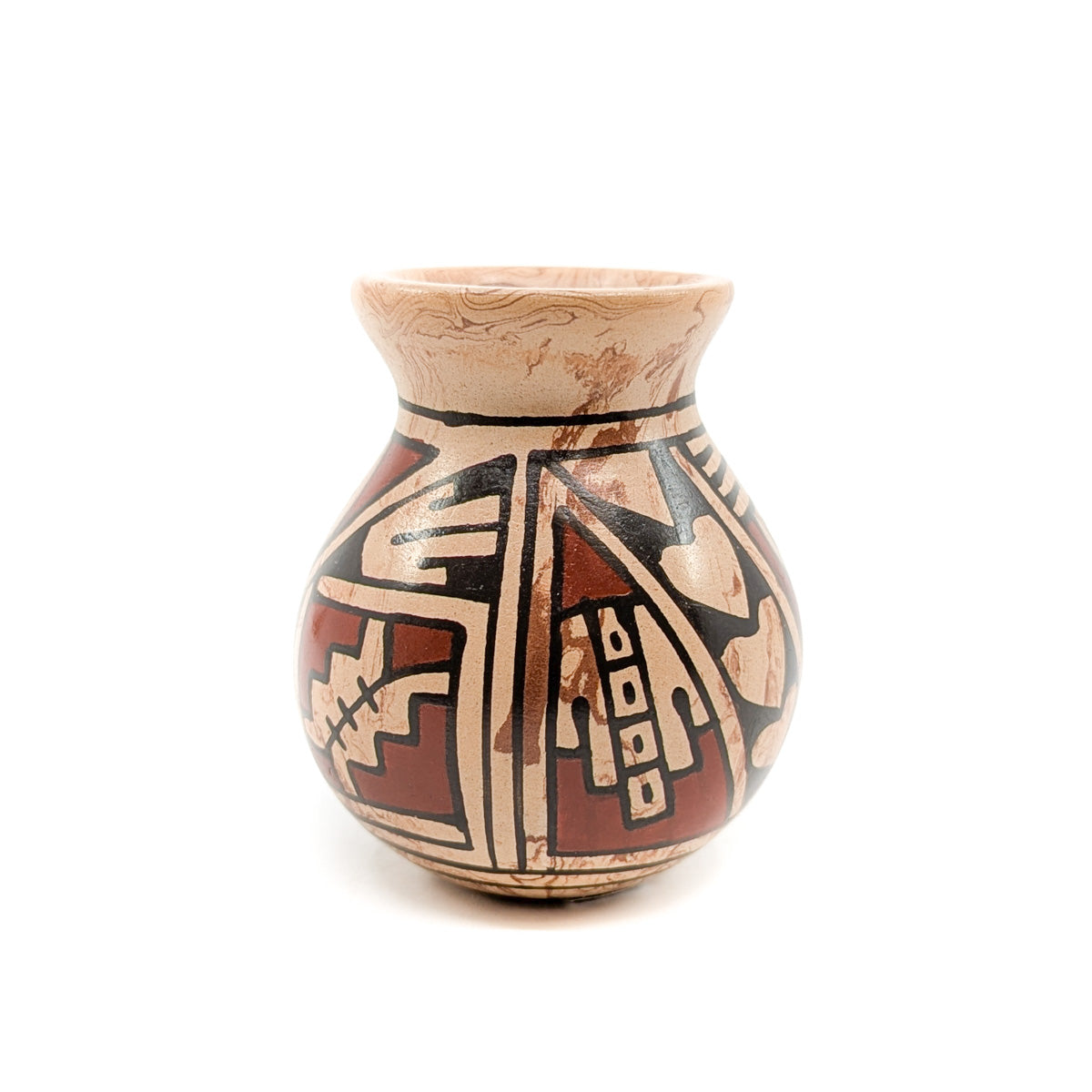 Marbled Clay Geometric Design with Hearts Mini Pot