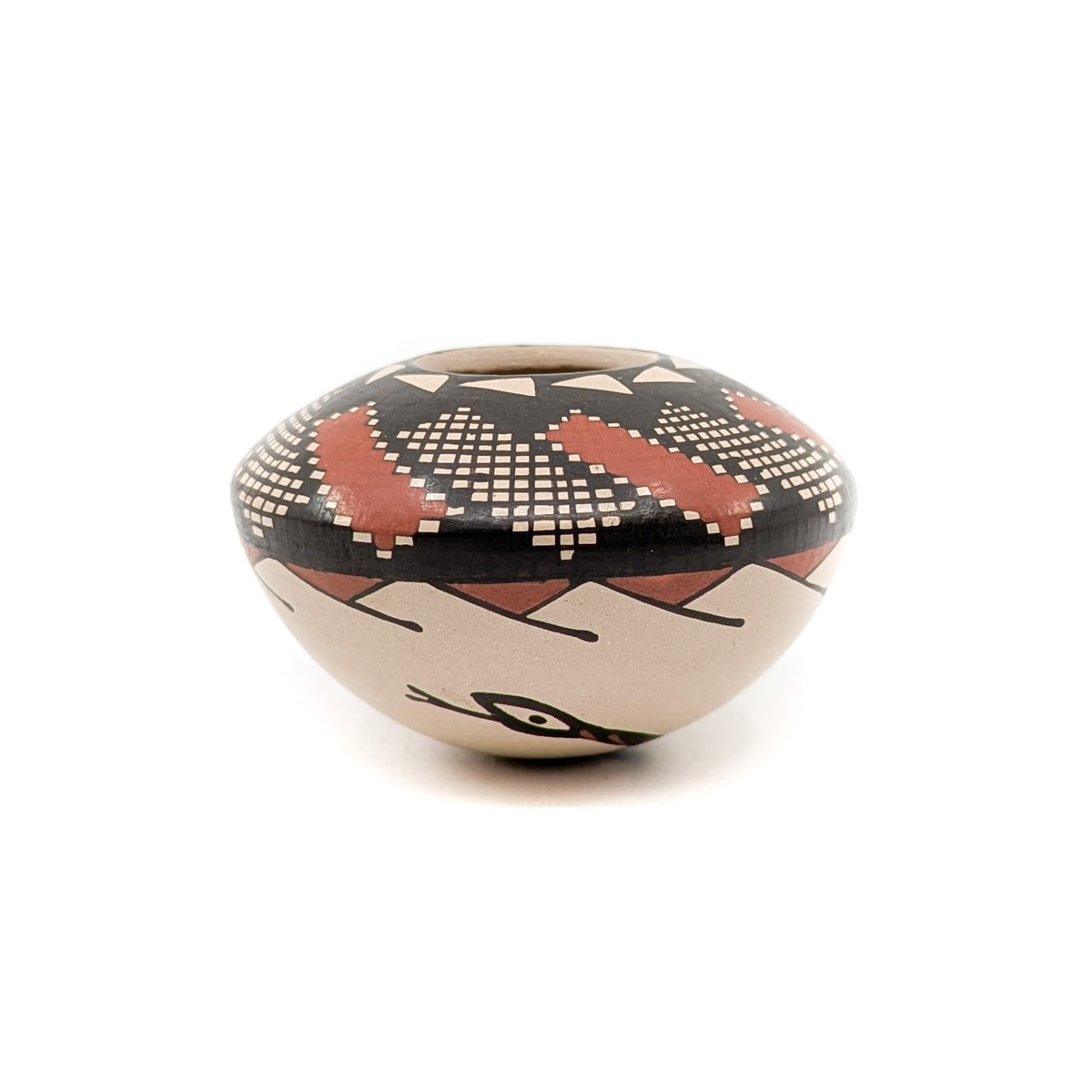 Finely Painted Mini Seed Pot with Geometric Design