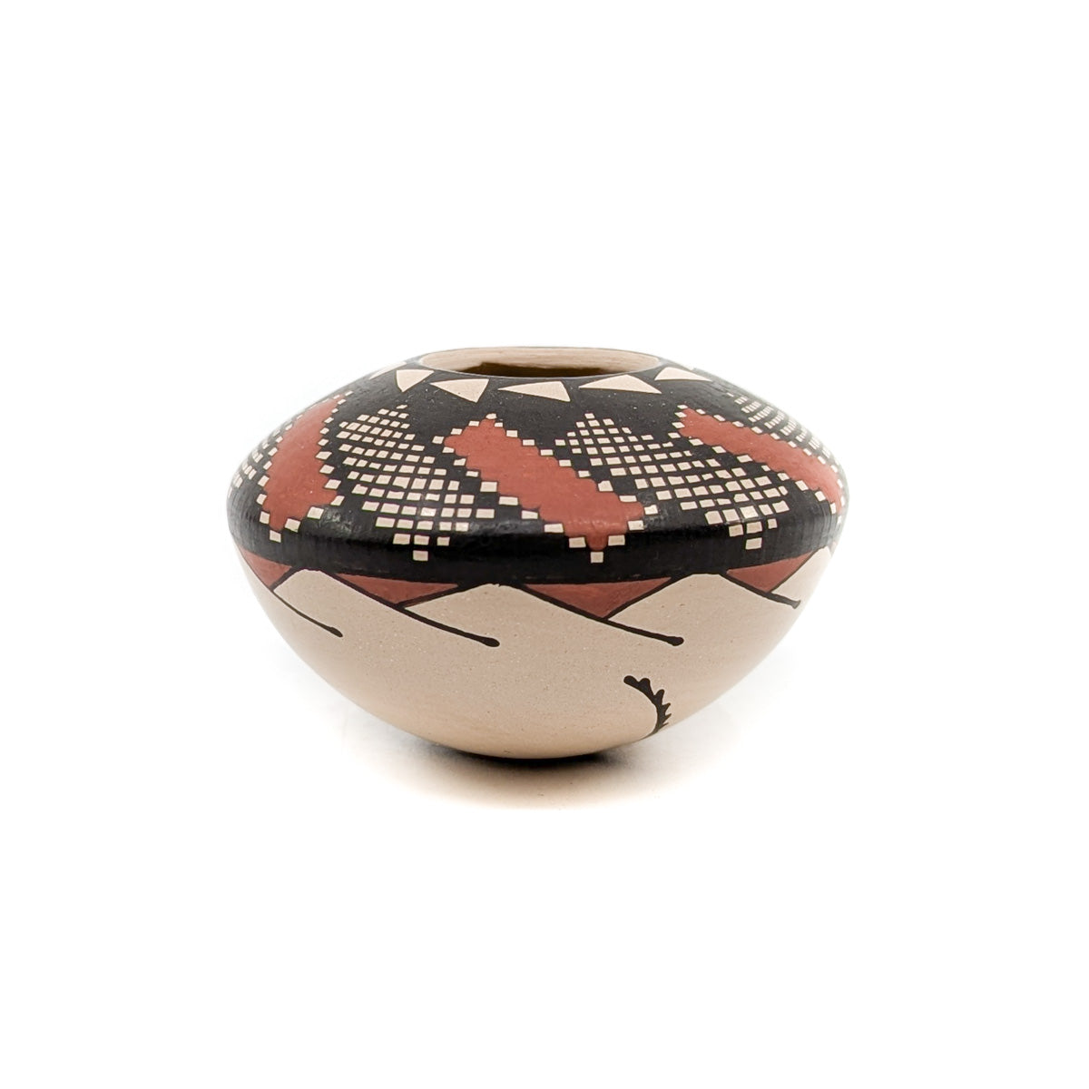 Finely Painted Mini Seed Pot with Geometric Design