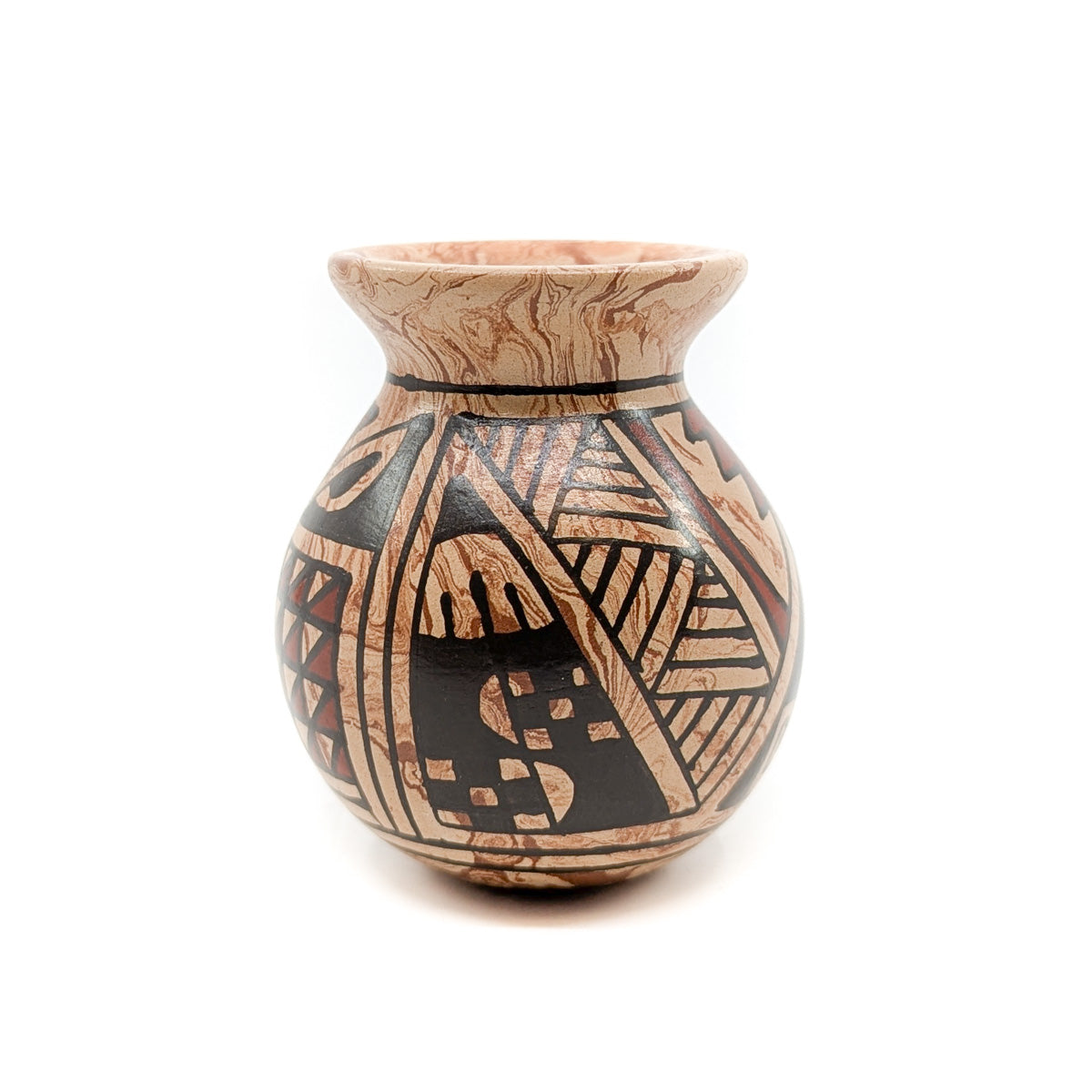 Mini Marbled Clay Pot with Geometric Design