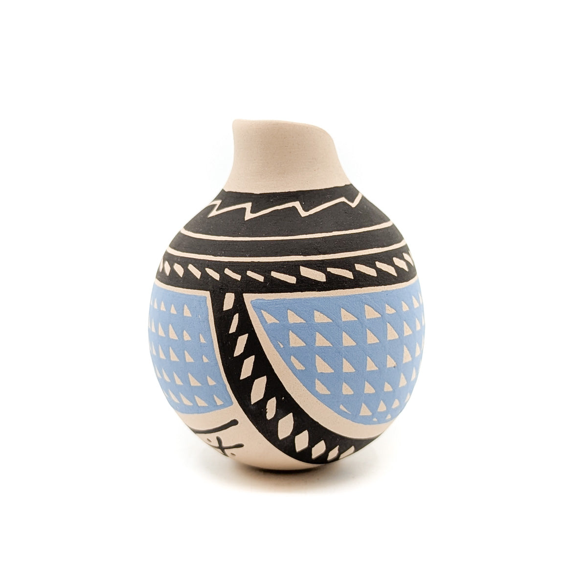 Hand-painted Miniature Pot with Stepped Opening