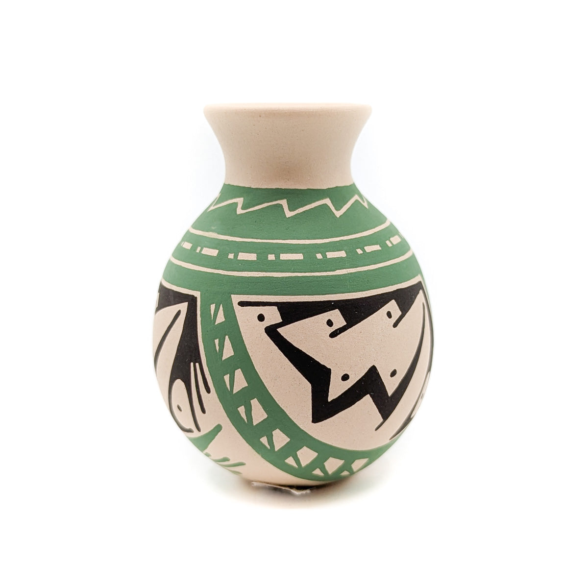 Black and Green on Buff Mini Pot