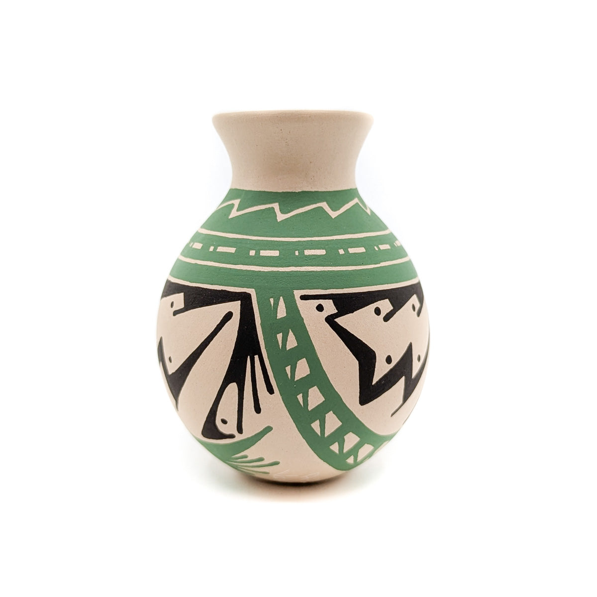 Black and Green on Buff Mini Pot