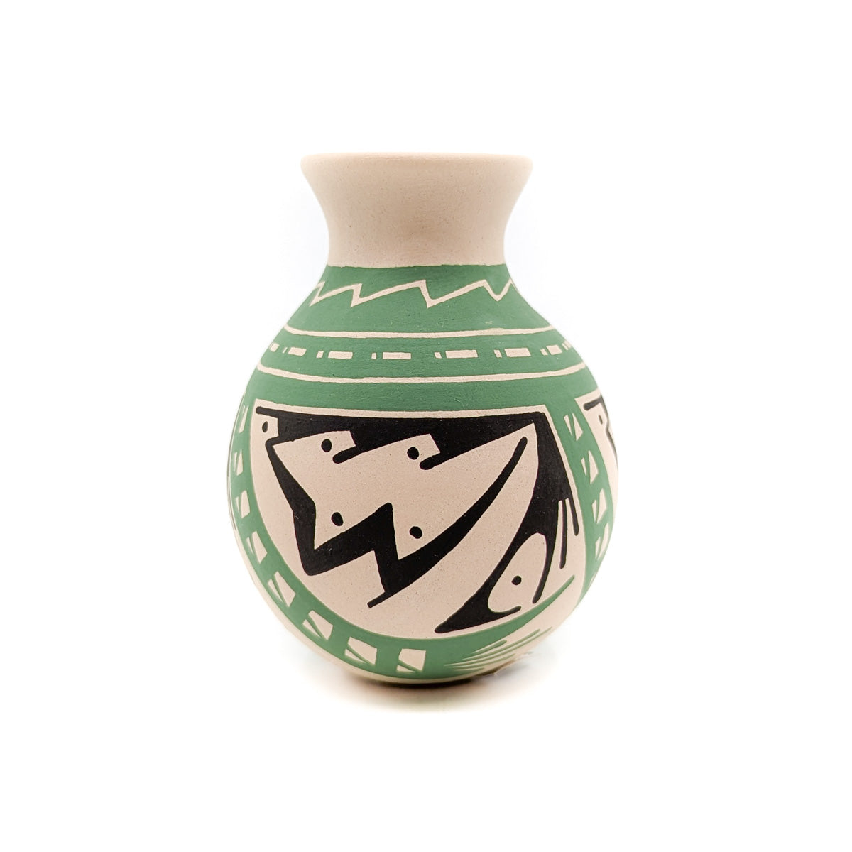 Black and Green on Buff Mini Pot