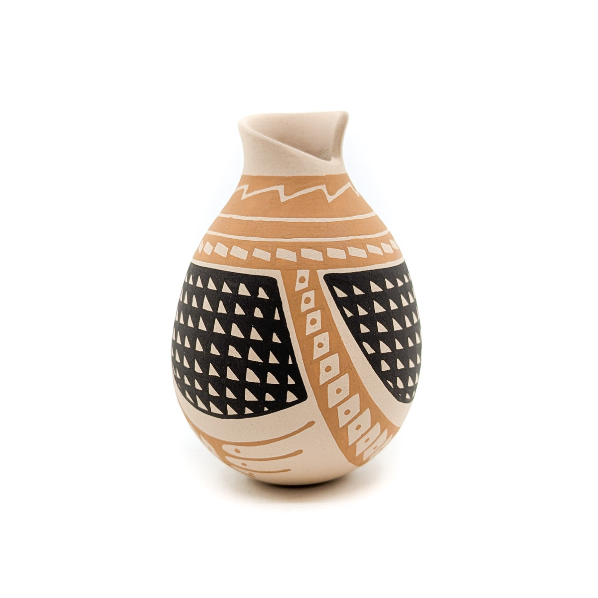 Natural Tone Pot with Asymmetrical  Opening