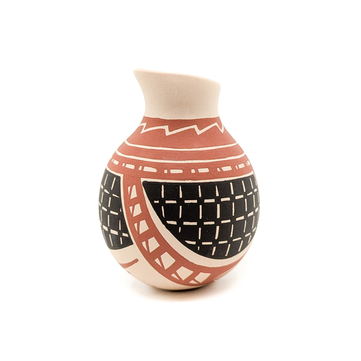 Red and Black on Buff Mini Seed Pot