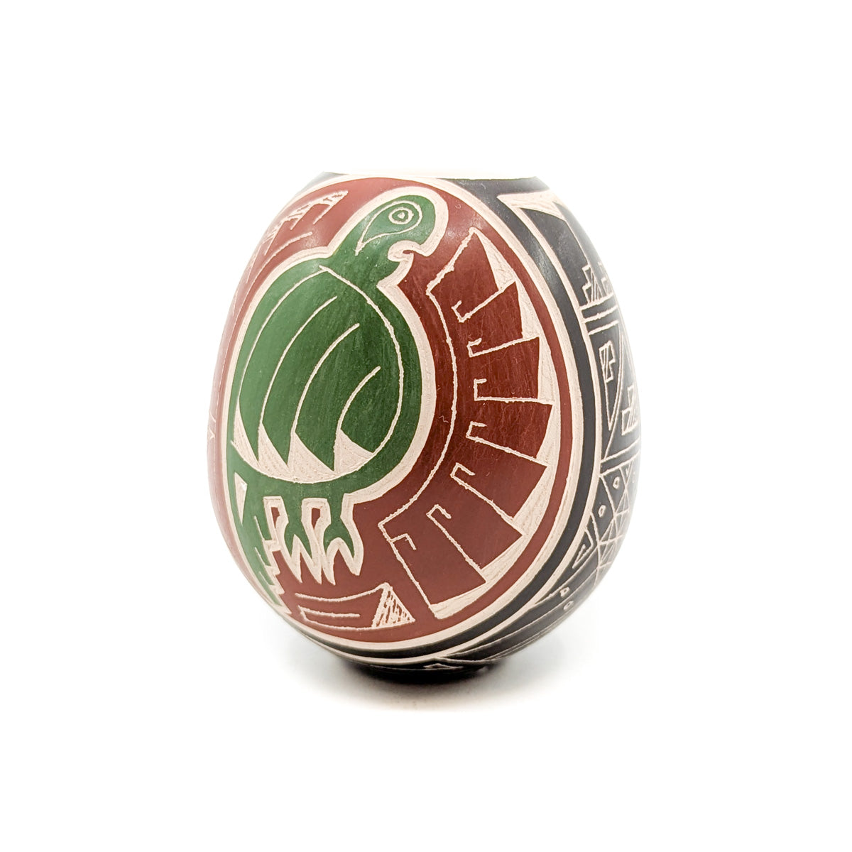 Incised Green Parrot Mini Pot