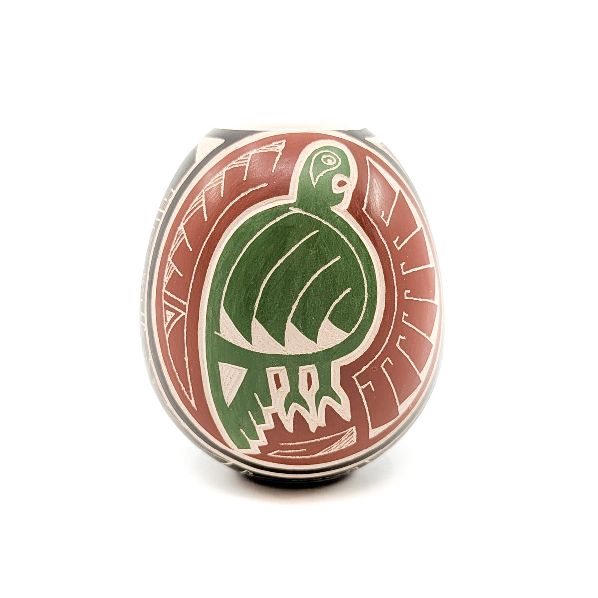 Incised Green Parrot Mini Pot