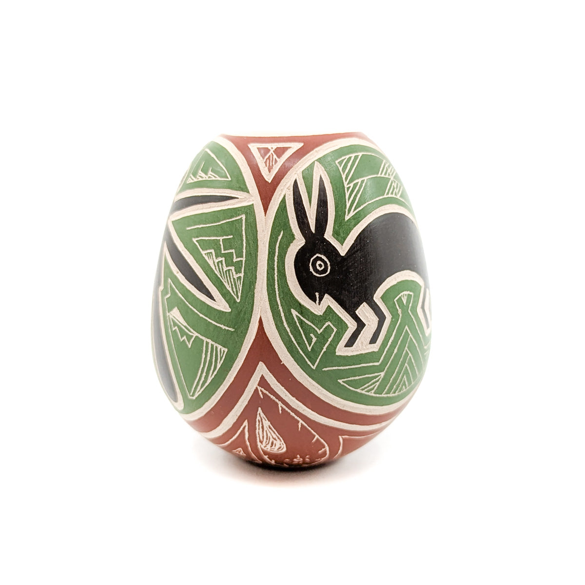 Incised Mimbres Design Three-Panel Mini Pot