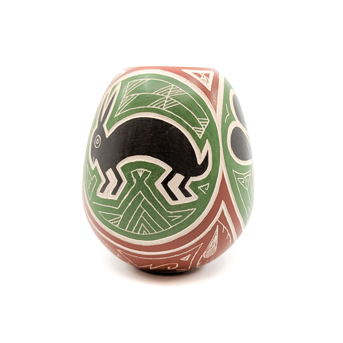 Incised Mimbres Design Three-Panel Mini Pot