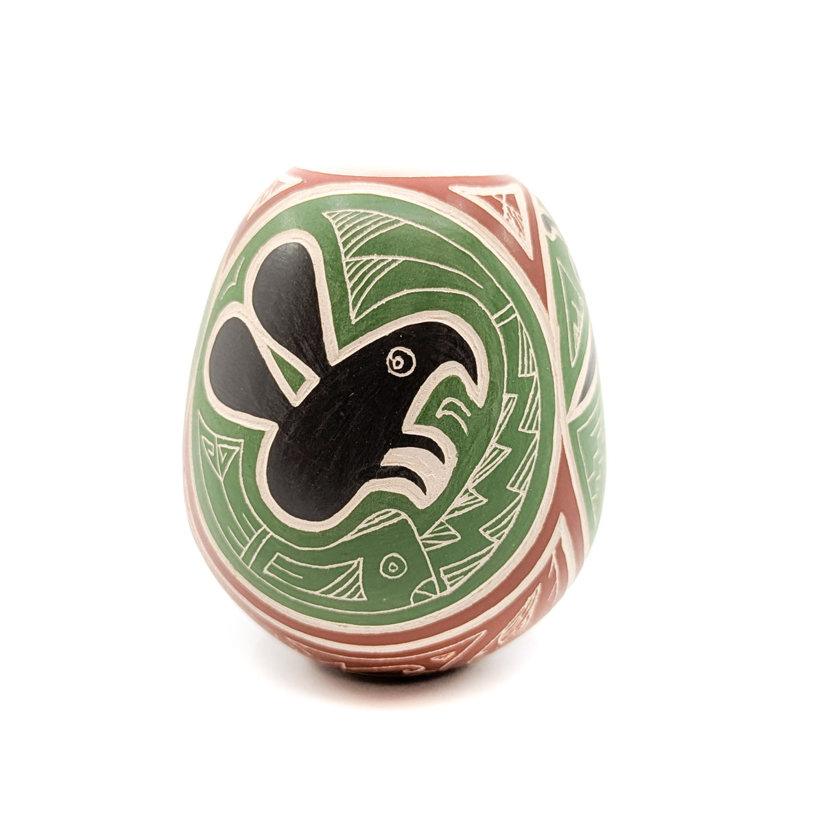 Incised Mimbres Design Three-Panel Mini Pot