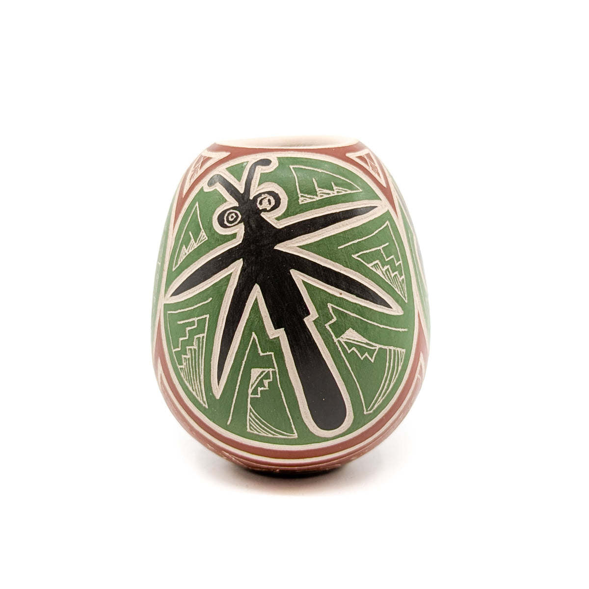 Incised Mimbres Design Three-Panel Mini Pot