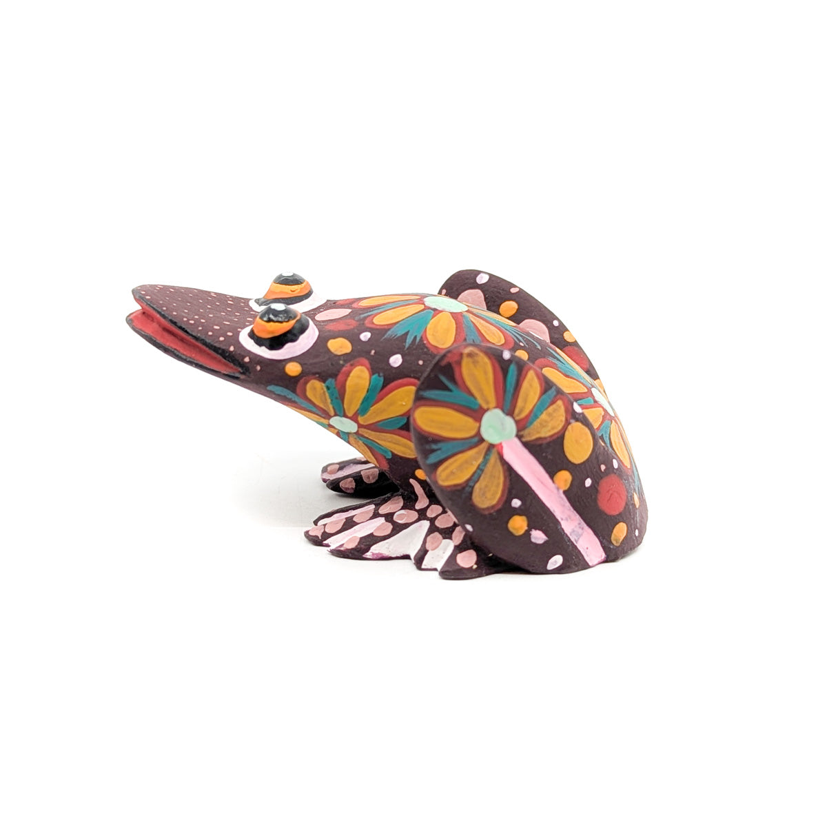 Brown Frog with Flowers