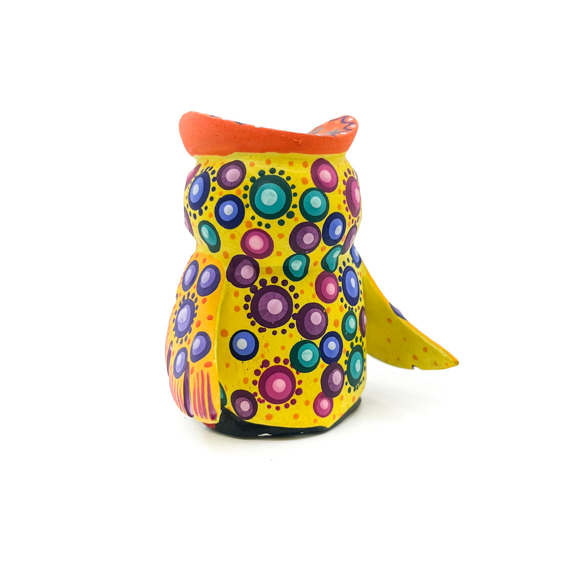 Bright Yellow and Orange Owl with Painted Nails