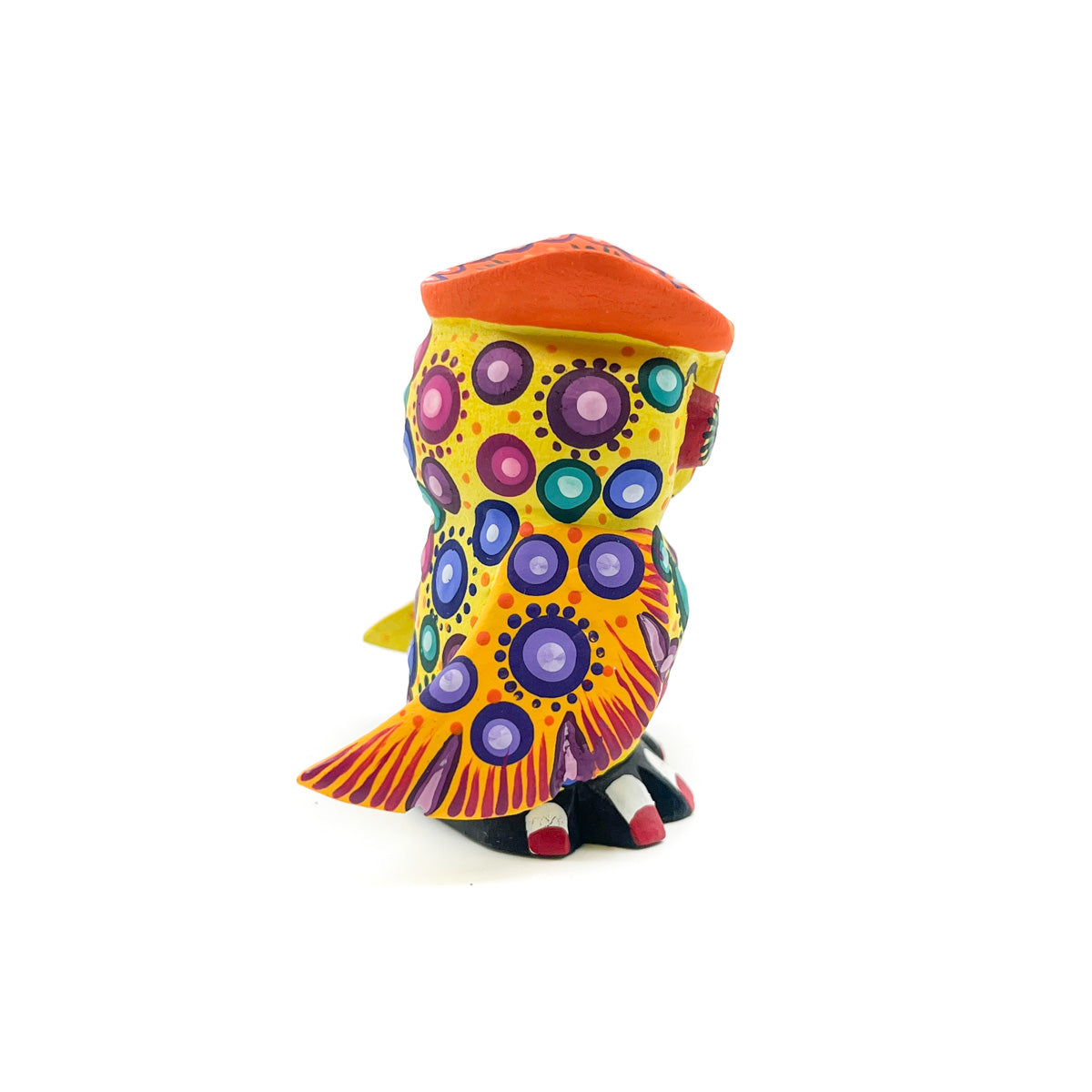 Bright Yellow and Orange Owl with Painted Nails