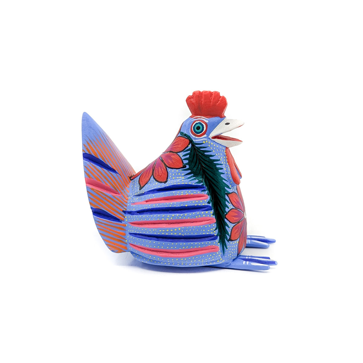 Red and Blue Chicken with Flowers
