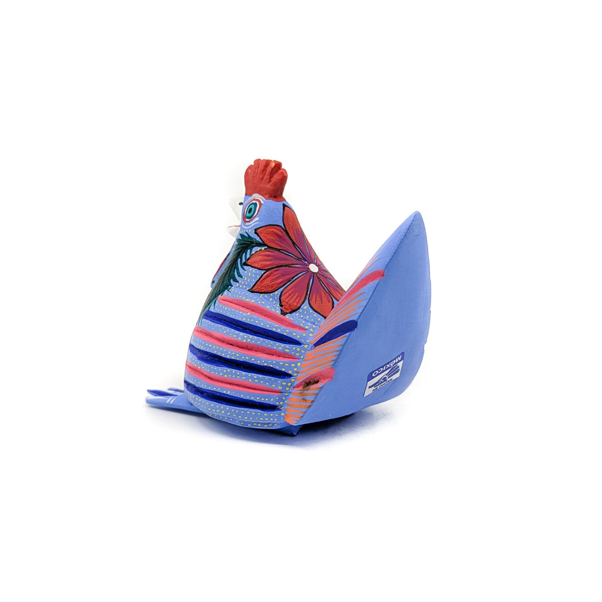 Red and Blue Chicken with Flowers