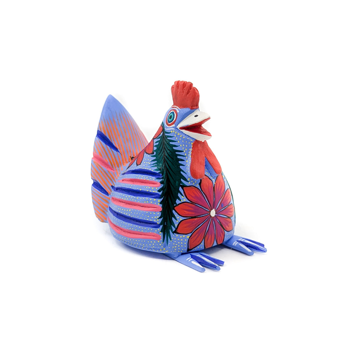Red and Blue Chicken with Flowers